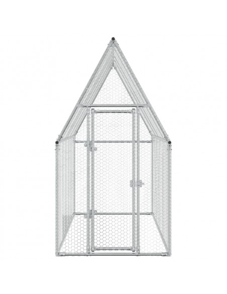 Gabbia per Polli Argento 200x100x190 cm in Acciaio Zincato
