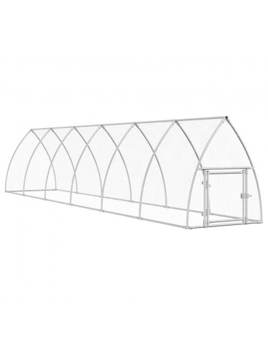 Gabbia per Polli Argento 600x105x120 cm in Acciaio Zincato