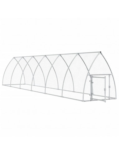 Gabbia per Polli Argento 600x105x120 cm in Acciaio Zincato
