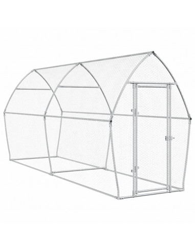 Gabbia per Polli Argento 400x105x182 cm in Acciaio Zincato