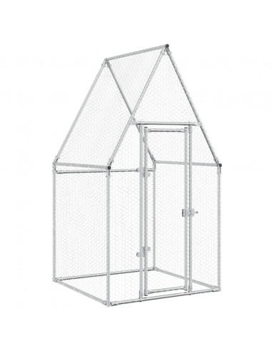 Gabbia per Polli Argento 100x100x190 cm in Acciaio Zincato