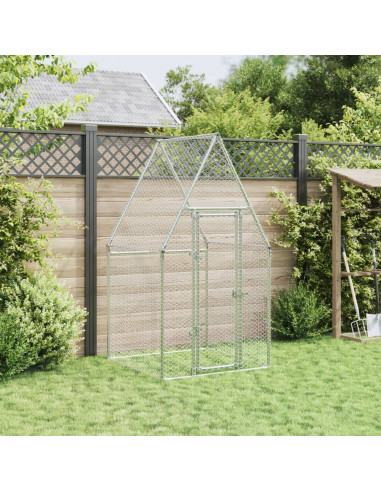 Gabbia per Polli Argento 100x100x190 cm in Acciaio Zincato