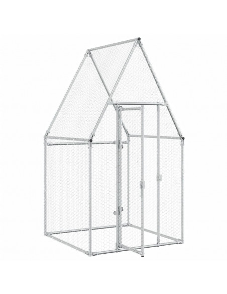 Gabbia per Polli Argento 100x100x190 cm in Acciaio Zincato
