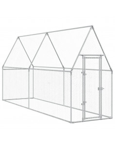 Gabbia per Polli Argento 400x100x190 cm in Acciaio Zincato 2