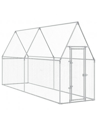 Gabbia per Polli Argento 400x100x190 cm in Acciaio Zincato