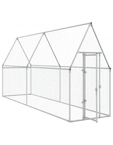 Gabbia per Polli Argento 400x100x190 cm in Acciaio Zincato