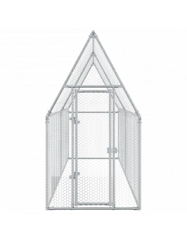 Gabbia per Polli Argento 400x100x190 cm in Acciaio Zincato