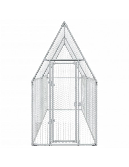 Gabbia per Polli Argento 400x100x190 cm in Acciaio Zincato