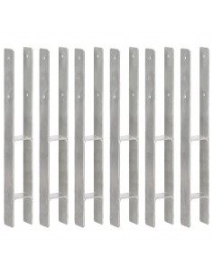 Picchetti per Recinzione 6 pz Argento 7x6x60 cm Acciaio Zincato 2