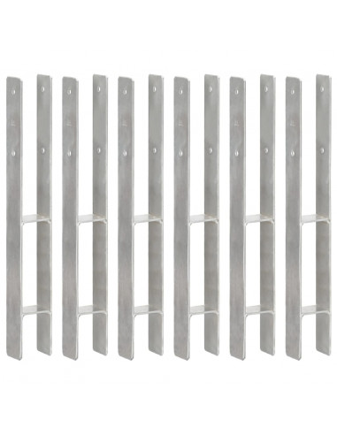 Picchetti per Recinzione 6 pz Argento 7x6x60 cm Acciaio Zincato