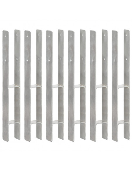 Picchetti per Recinzione 6 pz Argento 7x6x60 cm Acciaio Zincato