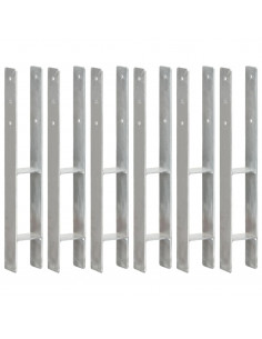 Picchetti per Recinzione 6 pz Argento 8x6x60 cm Acciaio Zincato 2