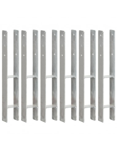 Picchetti per Recinzione 6 pz Argento 8x6x60 cm Acciaio Zincato