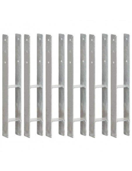 Picchetti per Recinzione 6 pz Argento 8x6x60 cm Acciaio Zincato