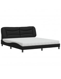 Letto con Materasso Nero 180x200 cm in Similpelle 2