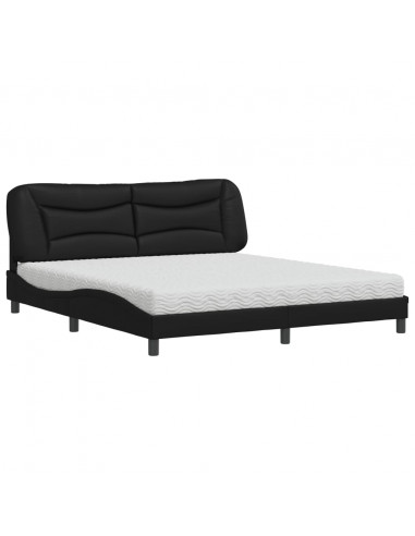Letto con Materasso Nero 180x200 cm in Similpelle