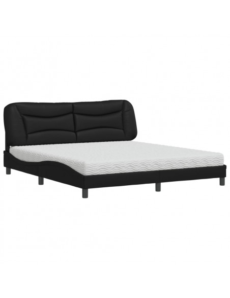 Letto con Materasso Nero 180x200 cm in Similpelle