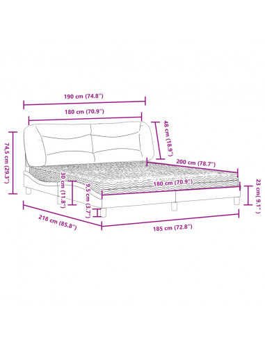 Letto con Materasso Nero 180x200 cm in Similpelle