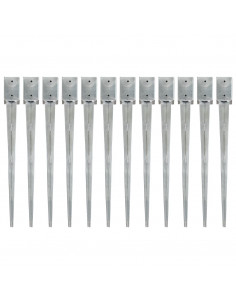 Picchetti di Terra 12 pz Argento 9x9x90 cm in Acciaio Zincato 2