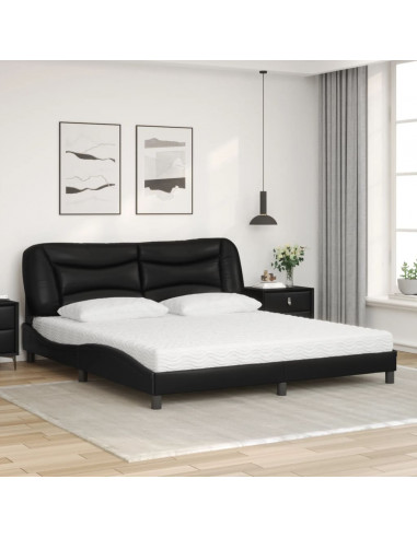 Letto con Materasso Nero 180x200 cm in Similpelle