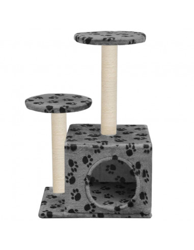 Albero per Gatti e Tiragraffi Sisal 60 cm Zampe Stampate Grigio