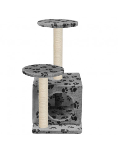 Albero per Gatti e Tiragraffi Sisal 60 cm Zampe Stampate Grigio
