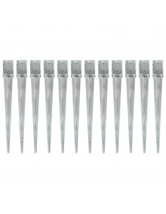 Picchetti di Terra 12 pz Argento 10x10x91 cm in Acciaio Zincato 2