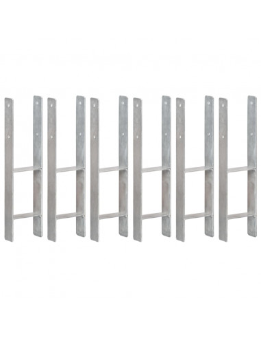Picchetti per Recinzione 6 pz Argento 14x6x60cm Acciaio Zincato