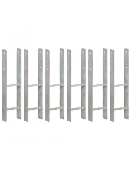 Picchetti per Recinzione 6 pz Argento 14x6x60cm Acciaio Zincato