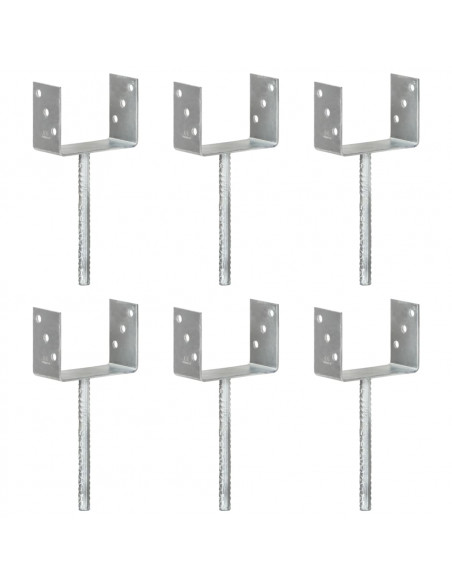 Picchetti per Recinzione 6 pz Argento 14x6x30cm Acciaio Zincato