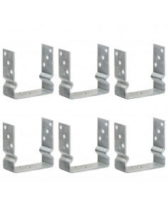 Picchetti per Recinzione 6 pz Argento 14x6x15cm Acciaio Zincato 2