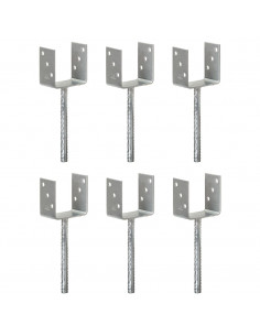 Picchetti per Recinzione 6 pz Argento 10x6x30cm Acciaio Zincato 2