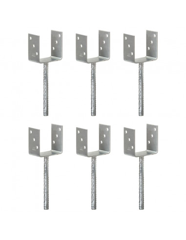 Picchetti per Recinzione 6 pz Argento 10x6x30cm Acciaio Zincato