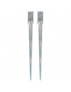 Picchetti di Terra 2 pz Argento 7x7x90 cm in Acciaio Zincato 2