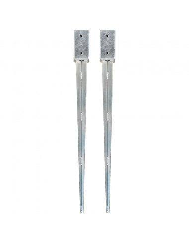 Picchetti di Terra 2 pz Argento 7x7x90 cm in Acciaio Zincato