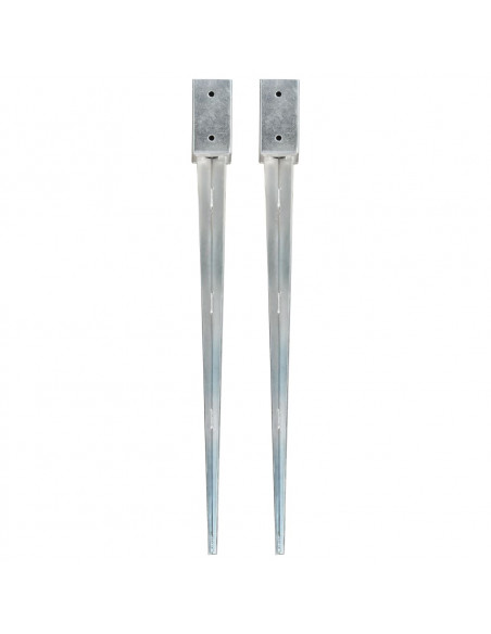Picchetti di Terra 2 pz Argento 7x7x90 cm in Acciaio Zincato