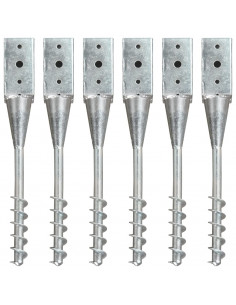 Picchetti di Terra 6 pz Argento 7x7x56 cm in Acciaio Zincato 2