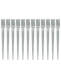 Picchetti di Terra 12 pz Argento 7x7x75 cm Acciaio Galvanizzato 2