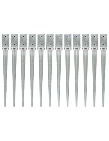 Picchetti di Terra 12 pz Argento 7x7x75 cm Acciaio Galvanizzato