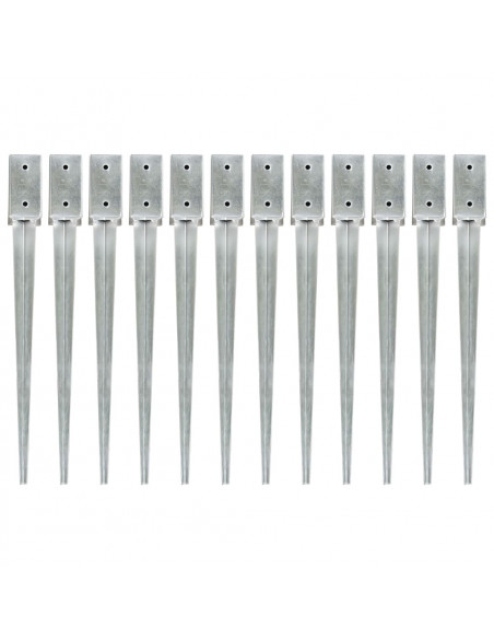 Picchetti di Terra 12 pz Argento 7x7x75 cm Acciaio Galvanizzato