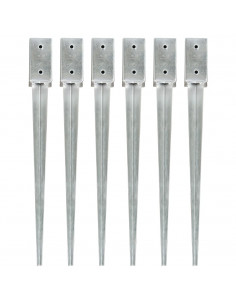 Picchetti di Terra 6 pz Argento 7x7x75 cm in Acciaio Zincato 2