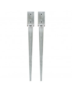 Picchetti di Terra 2 pz Argento 7x7x75 cm in Acciaio Zincato 2