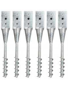 Picchetti di Terra 6 pz Argento 10x10x57 cm in Acciaio Zincato 2