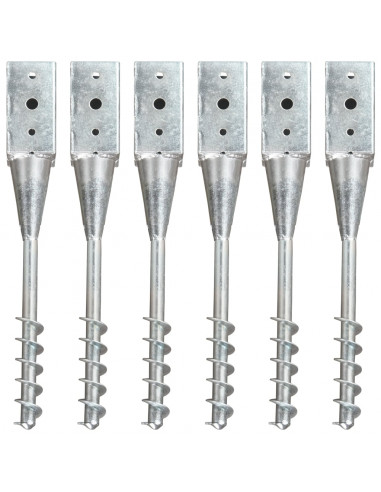 Picchetti di Terra 6 pz Argento 10x10x57 cm in Acciaio Zincato