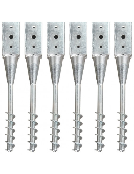 Picchetti di Terra 6 pz Argento 10x10x57 cm in Acciaio Zincato