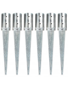 Picchetti di Terra 6 pz Argento 8x61 cm in Acciaio Zincato 2