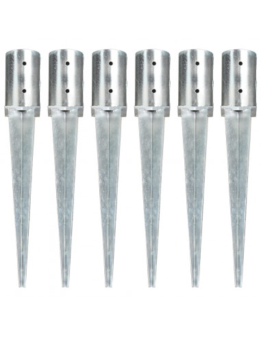 Picchetti di Terra 6 pz Argento 8x61 cm in Acciaio Zincato