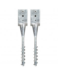 Picchetti di Terra 2 pz Argento 9x9x56 cm in Acciaio Zincato 2