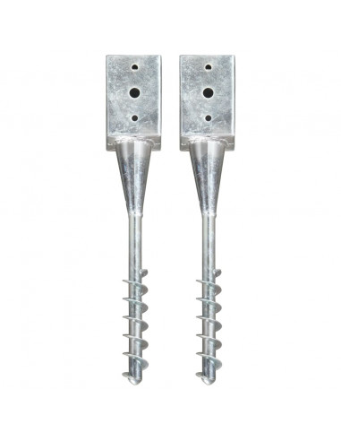 Picchetti di Terra 2 pz Argento 9x9x56 cm in Acciaio Zincato