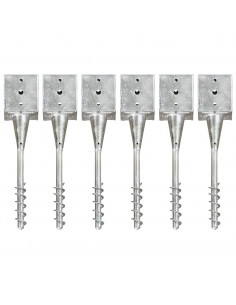 Picchetti di Terra 6 pz Argento 12x12x56 cm in Acciaio Zincato 2